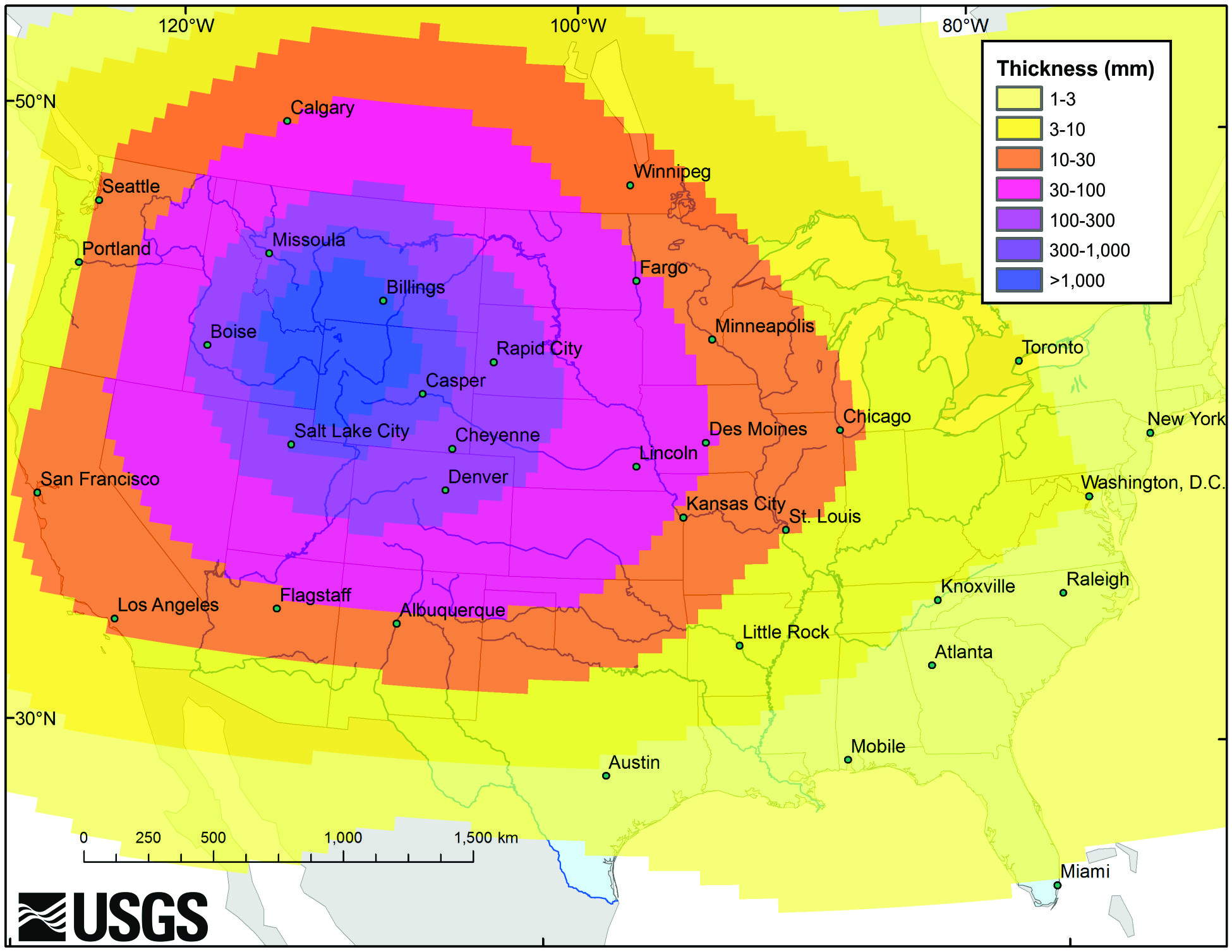 Yellowstone Ash Dispersal